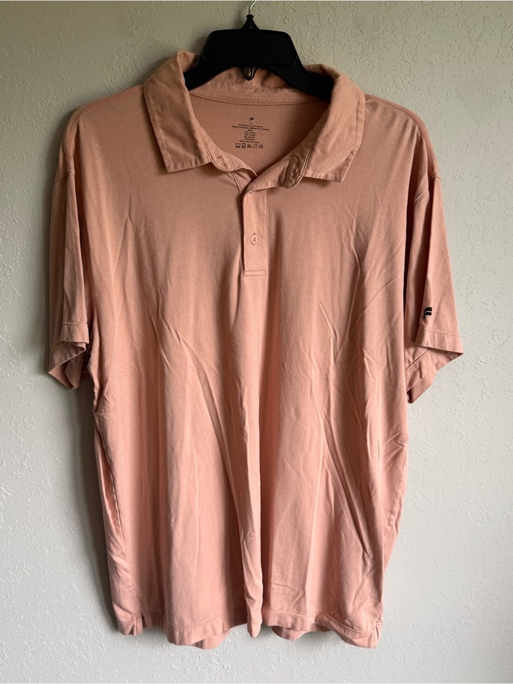 Men’s XL Peach Fabletics Business Casual Stretch Breathable Sporty Polo Shirt